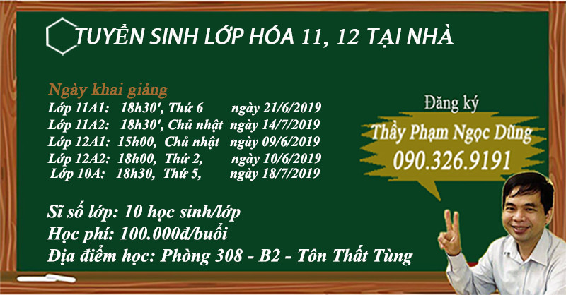 Lịch học hóa thầy Phạm Ngọc Dũng năm học 2019-2020