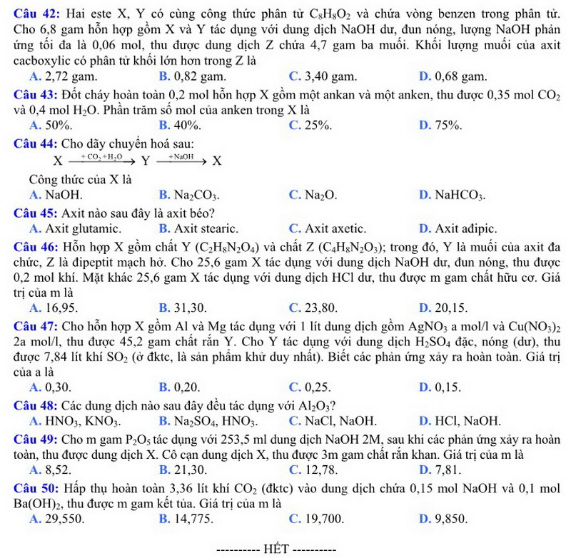 Đề và Đáp án thi Đại học năm 2014 môn Hóa học